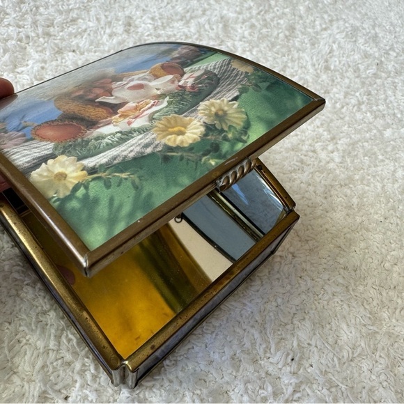 Handcrafted via vermont jewelry box trinket bear picnic cottagecore kitsch - Picture 8 of 14